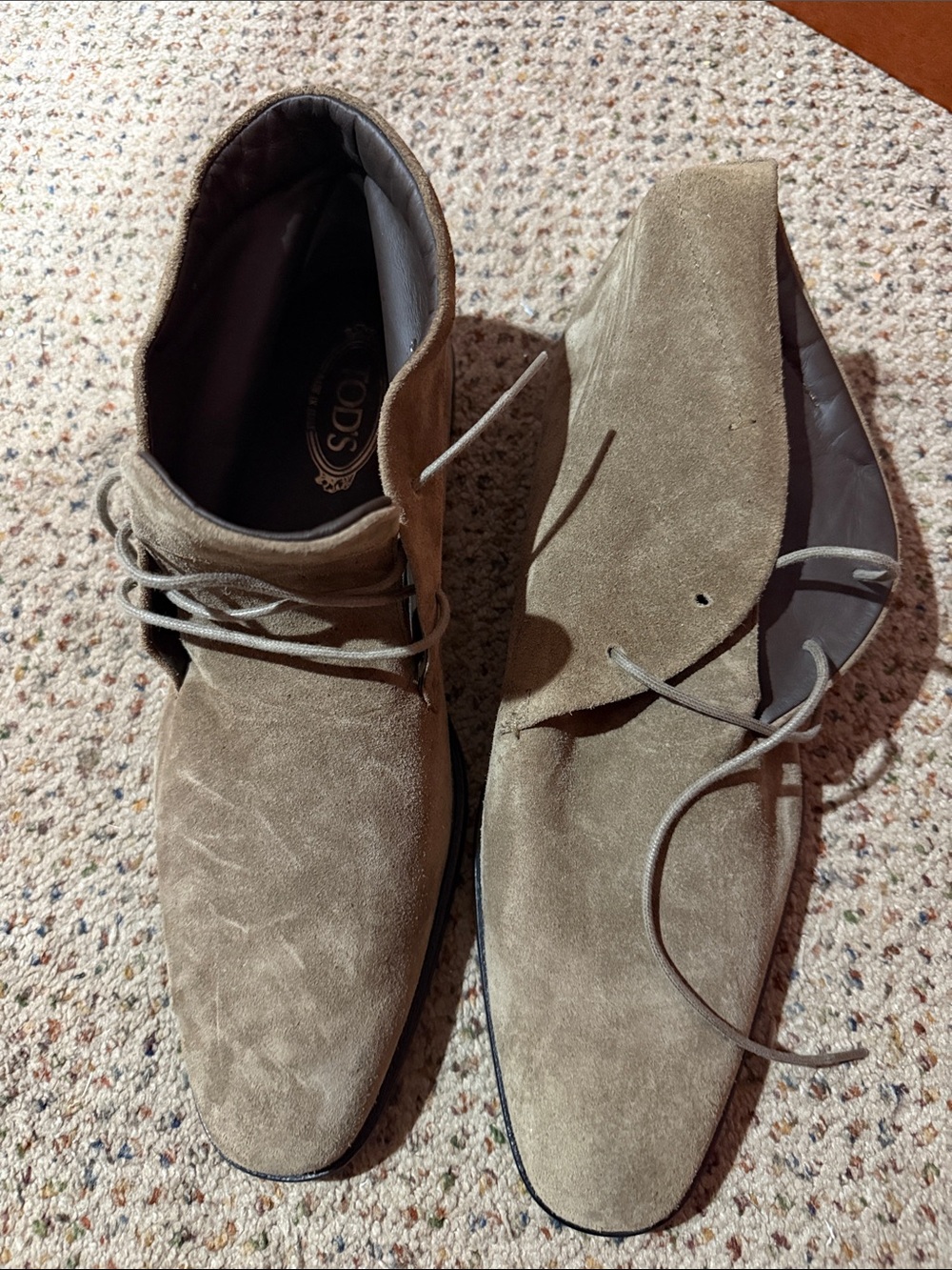 Men's Suede Lace-Up Chukka Boots in Taupe by Tod’s
